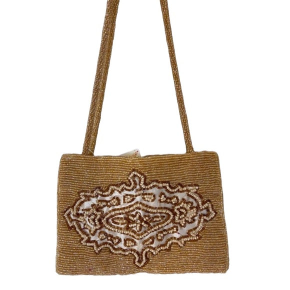Vintage Handbags - Gold Beaded Vintage Evening bag clutch wallet